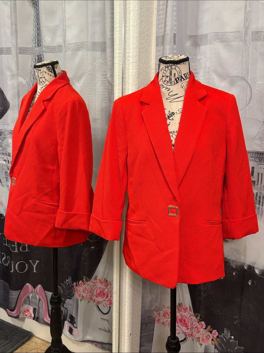 NWT Anne Klein Red Knit Blazer